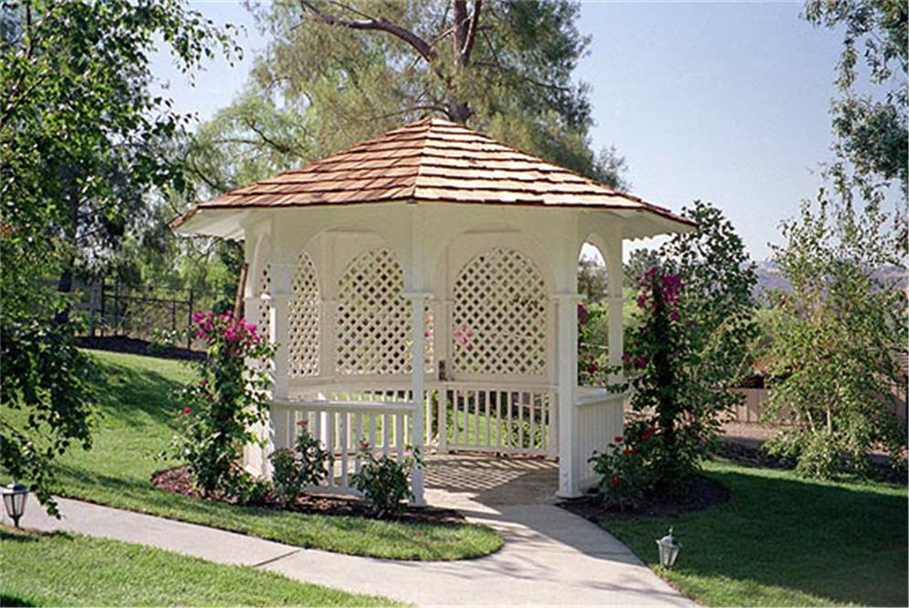 White Octogon Gazebo with Benches