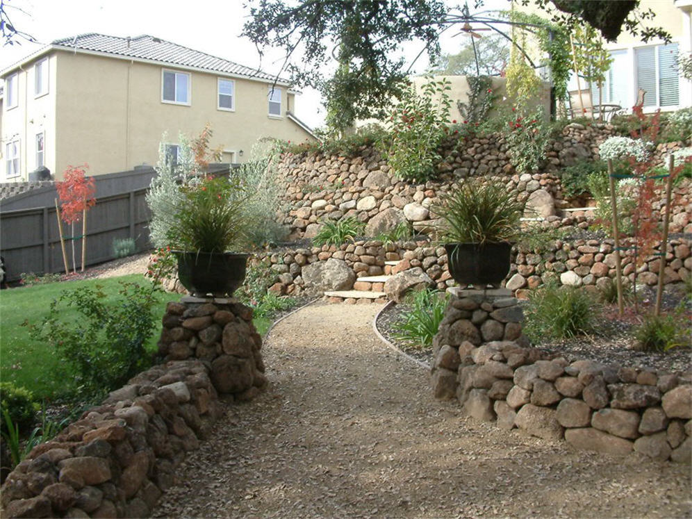 Back Yard View of Rock Walls